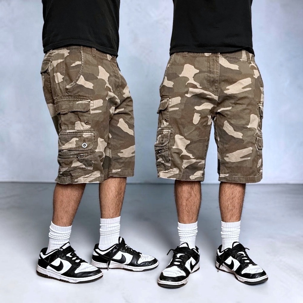 Iron Co Camo Cargo Shorts Woodland Camouflage Skater Y2K‎ Size 34